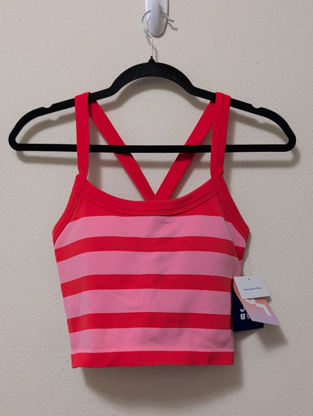 JoyLab Pink and Red Striped Sports Bra Tank